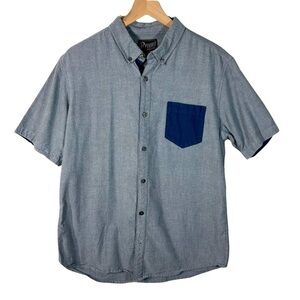 Retrofit Blue Button Down Men's Cotton Shirt. Size L